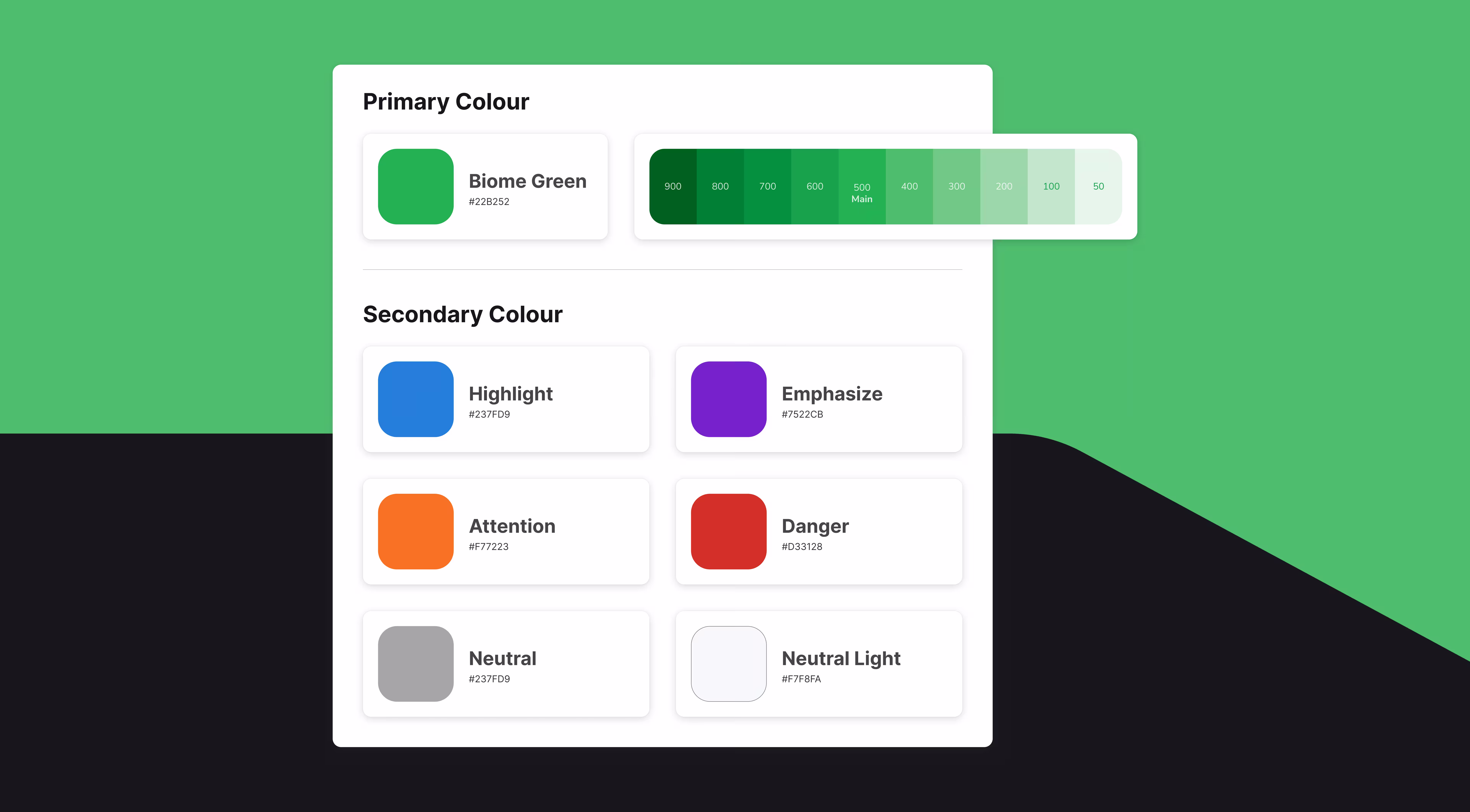 Biome Design System: Detailed view of the color palette application and usage.